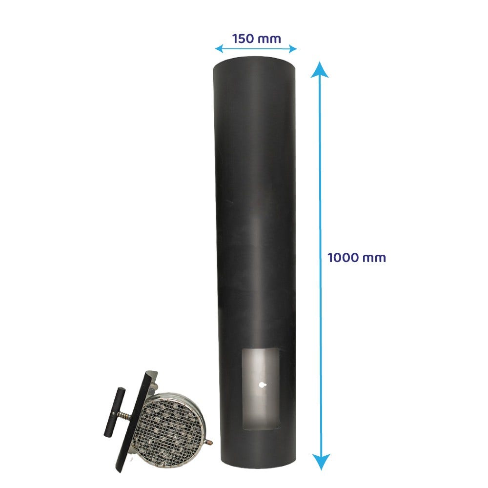 ABCAT® trærøgsfilter Ø150 x 1000 mm sort