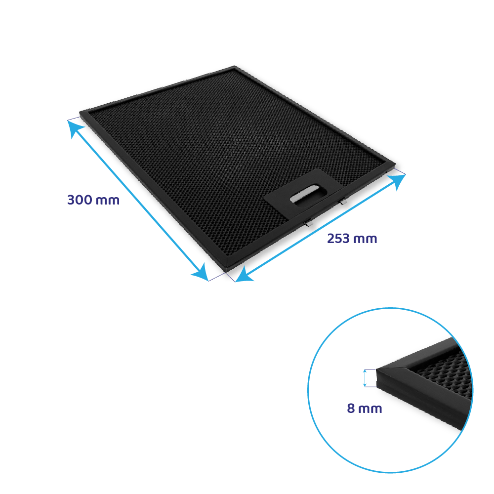 Pelgrim metalfilter 300x253mm HF1001 (3 stk.)