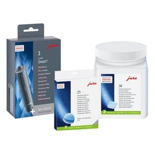 Jura vedligeholdelsessæt til kaffemaskine: afkalkningstabletter + rengøringstabletter + filterpatroner