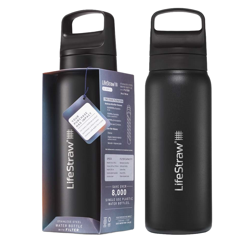 LifeStraw Go 2.0 Series Drikkeflaske i Rustfrit Stål Sort (1000 ml