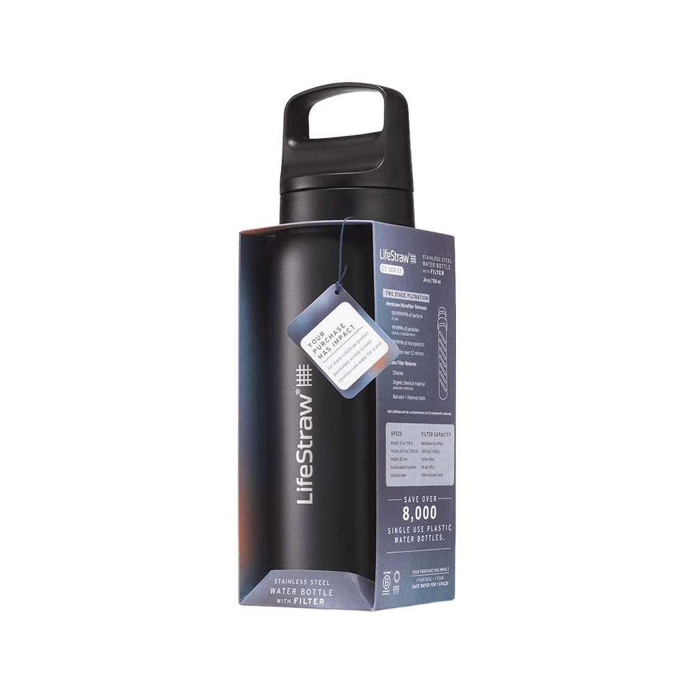 LifeStraw Go 2.0 Series Drikkeflaske i Rustfrit Stål Sort (700 ml)