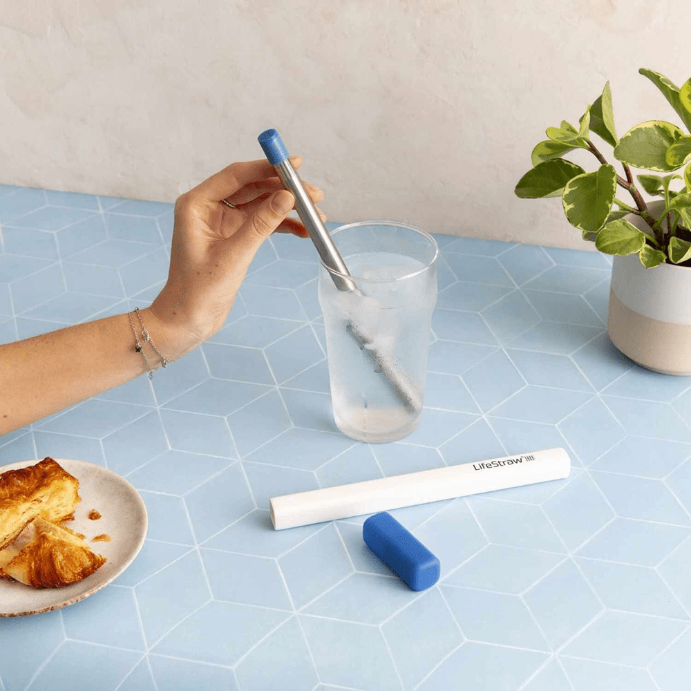 LifeStraw Sip filter sugerør i rustfrit stål - Stormblå
