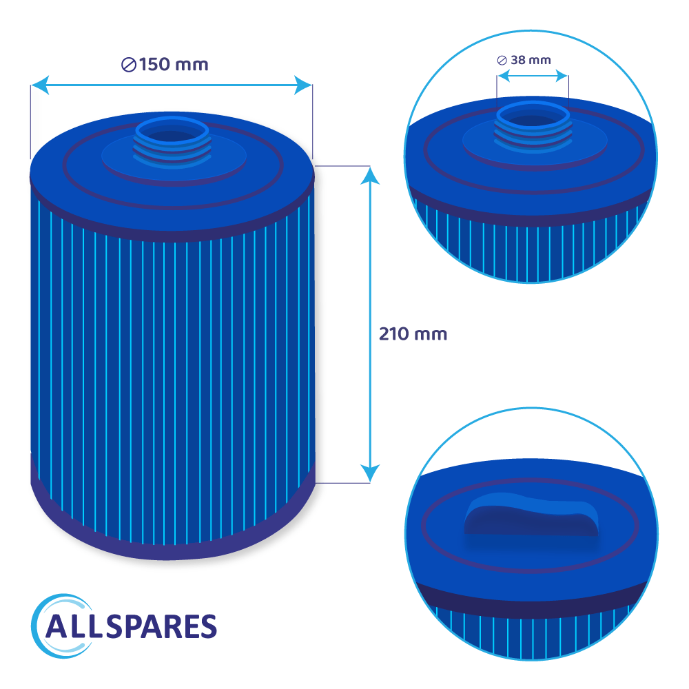 Spa vandfilter egnet til SC714-S / 60401M / PWW50P3-M (antibakteriel)