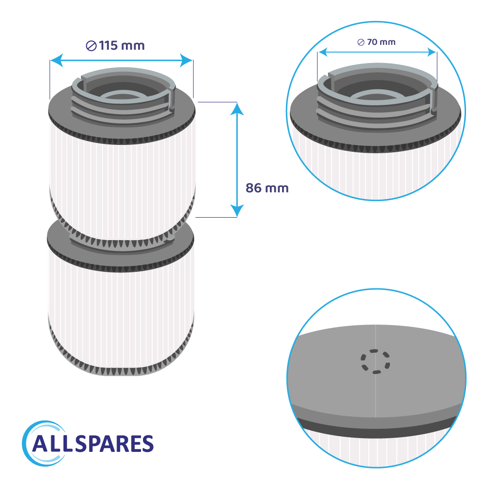 Spa vandfilter egnet til MSpa / SC802 / 40104 med filterholder (2 stk.)