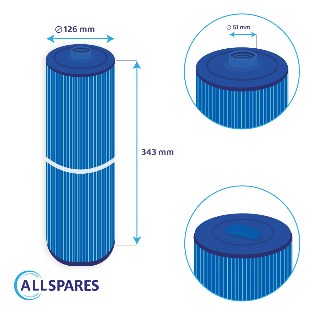 Spa vandfilter egnet til PWW50L-M / 4CH-949AM / 40508 / SC757 (antibakteriel)