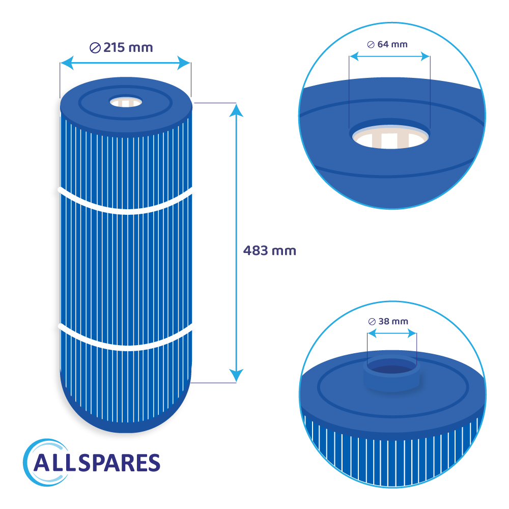 Spa vandfilter egnet til Sundance 6540-488 / SC708-S / C-8326AM (antibakteriel)