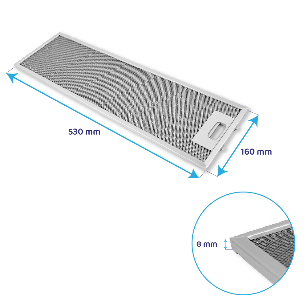 Arthur Martin metalfilter 530 x 160 x 8 mm 50289526001