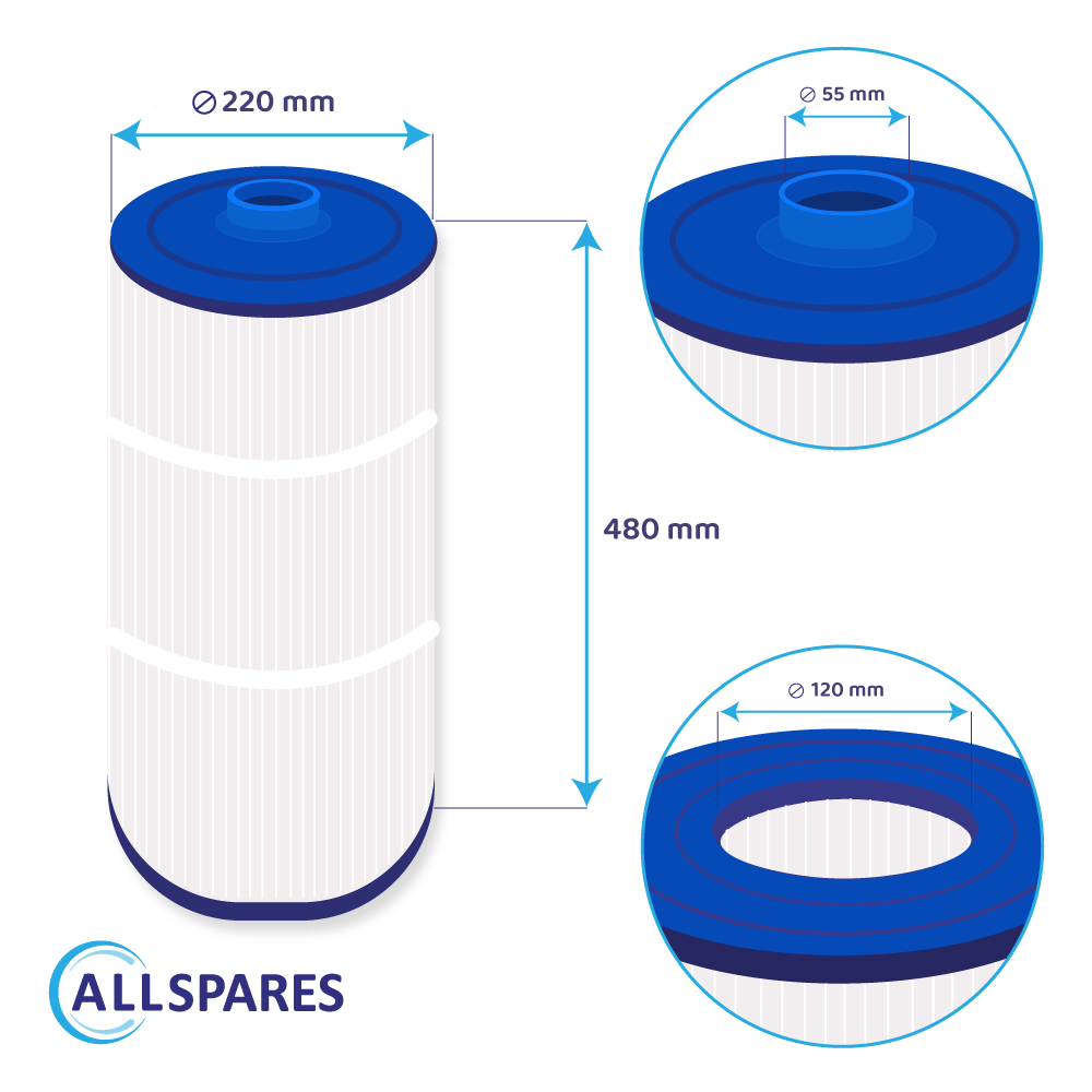 Spa-vandfilter (2 stk.) kompatibelt med Sundance 6473-164 + 6473-165