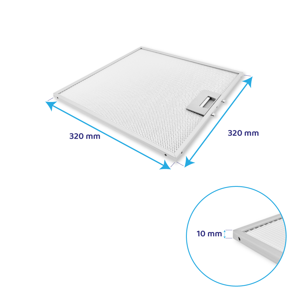 Metalfilter egnet til Ikea 320 x 320 x 10 mm 481248058144